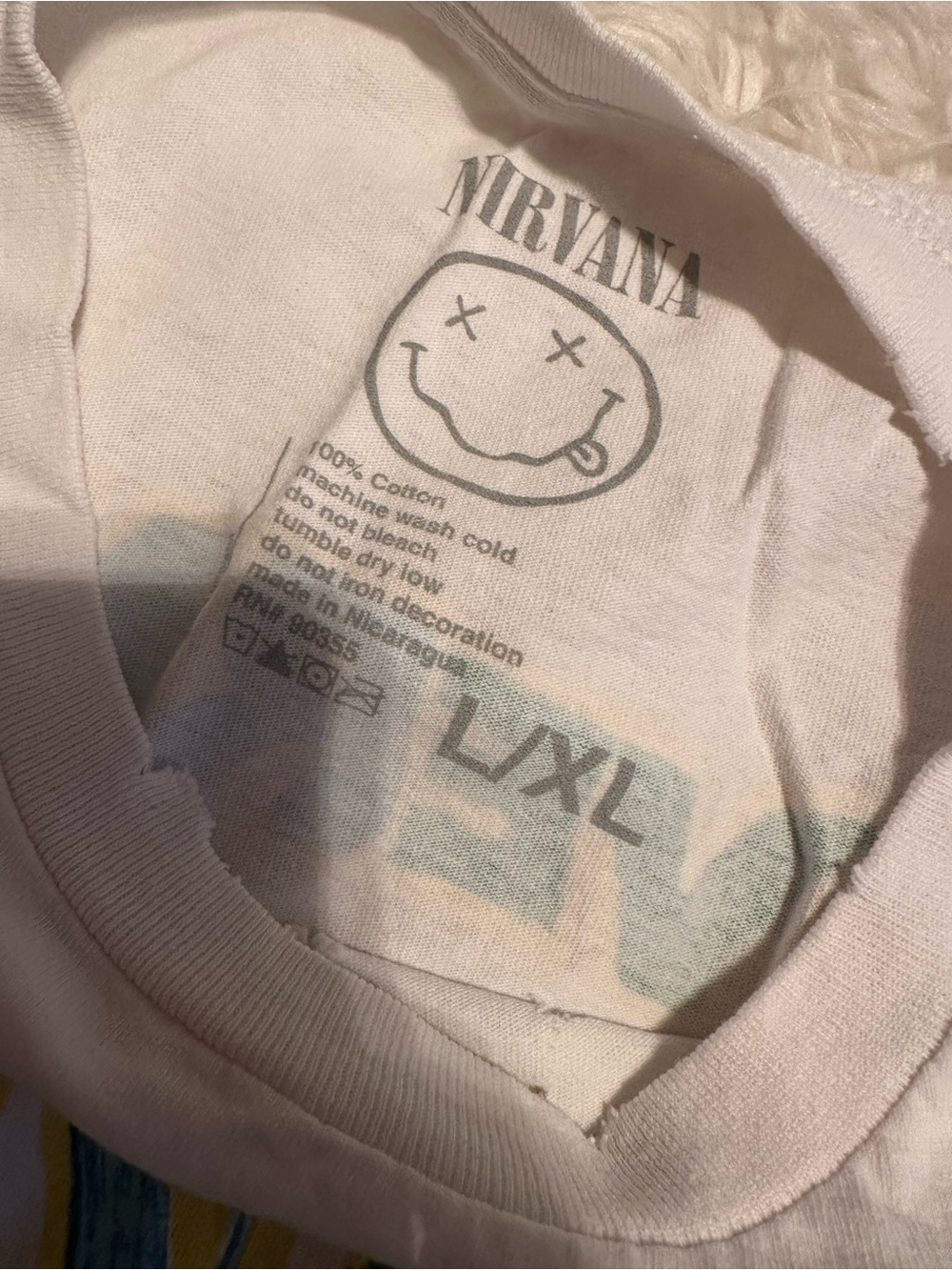 Urban Outfitters Nirvana Logo Tee - White with Pink, Green, Blue, Yellow - Picture 4 of 5
